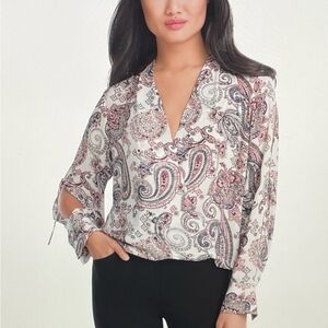 WHBM Paisley Print Surplice Blouse Size 6